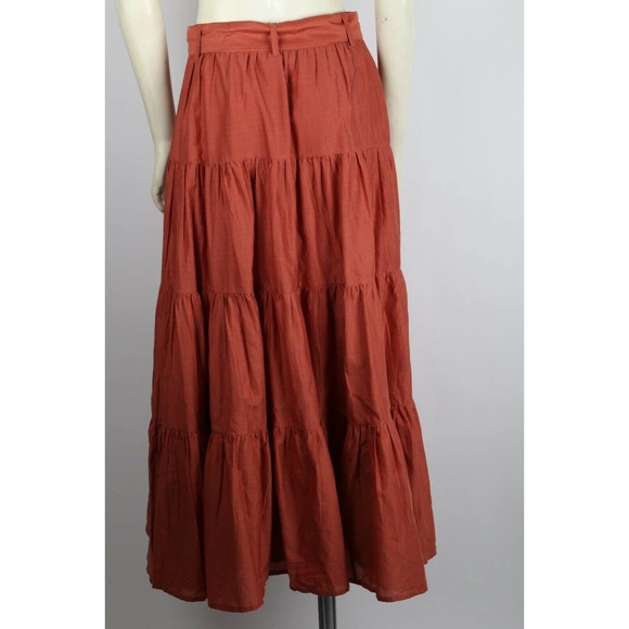 Embroidered Rust Maxi Skirt - Picture 7 of 12